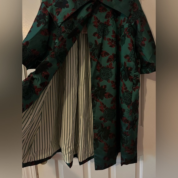 🆕 Buru Floral Print Oversized Point Collar 3/4 Sleeve Side Pocket Car Coat - Picture 4 of 10